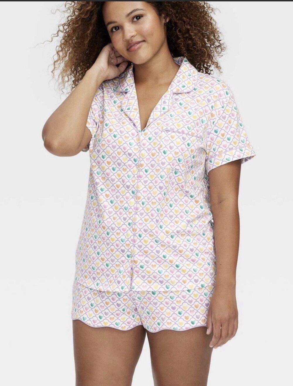 Roller Rabbit x Target Geo Hearts Short Sleeves Shorts Pajama Set XL
